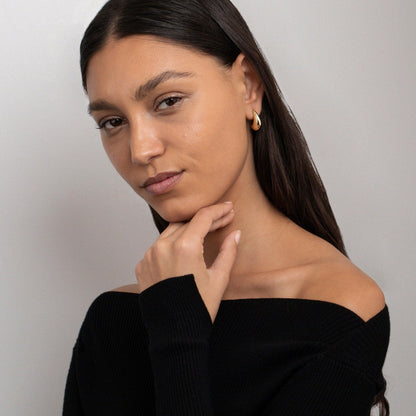 Chunky Earrings for Women in Glamour Jewelry House gift box — Gold-Plated Steel anniversary gift. No green marks.