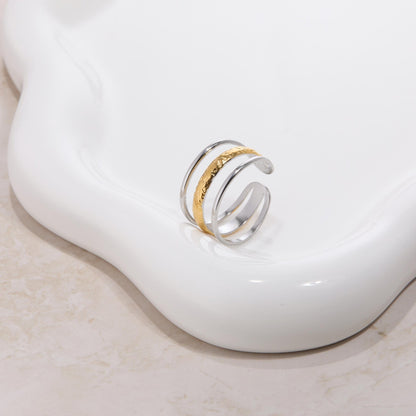Dual Color Stackable Ring as a thoughtful birthday gift in Gold-Plated Steel. Hypoallergenic, no green marks.