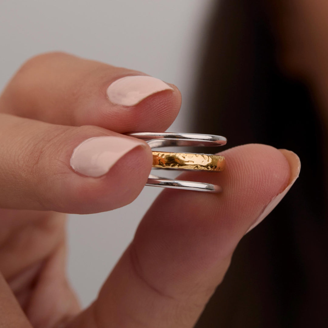 Dual Color Stackable Ring in Glamour Jewelry House gift box — Gold-Plated Steel anniversary gift. Hypoallergenic, no green.