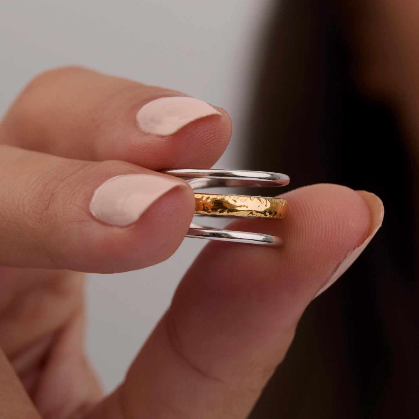 Dual Color Stackable Ring in Glamour Jewelry House gift box — Gold-Plated Steel anniversary gift. Hypoallergenic, no green.