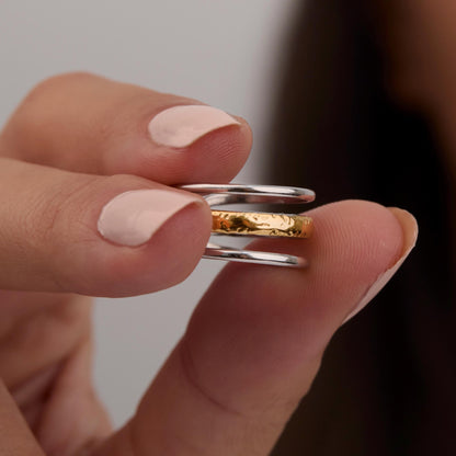 Dual Color Stackable Ring in Glamour Jewelry House gift box — Gold-Plated Steel anniversary gift. Hypoallergenic, no green.