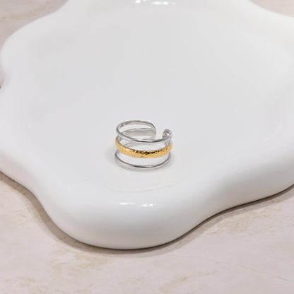 The Dual Color Stackable Ring as an anniversary gift in Gold-Plated Steel. Tarnish-resistant, made for keeping.