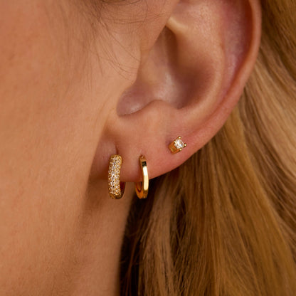 Close detail of the Earring Set in 18K Gold Vermeil. Tarnish-resistant, premium handmade jewelry.