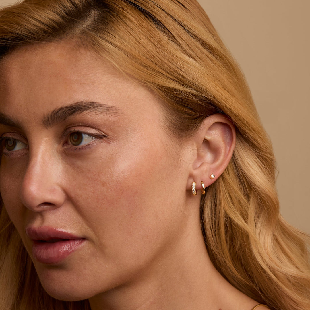 The Earring Set worn in 18K Gold Vermeil — refined accessory for women. Tarnish-resistant.