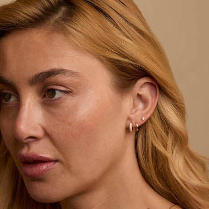 The Earring Set worn in 18K Gold Vermeil — refined accessory for women. Tarnish-resistant.