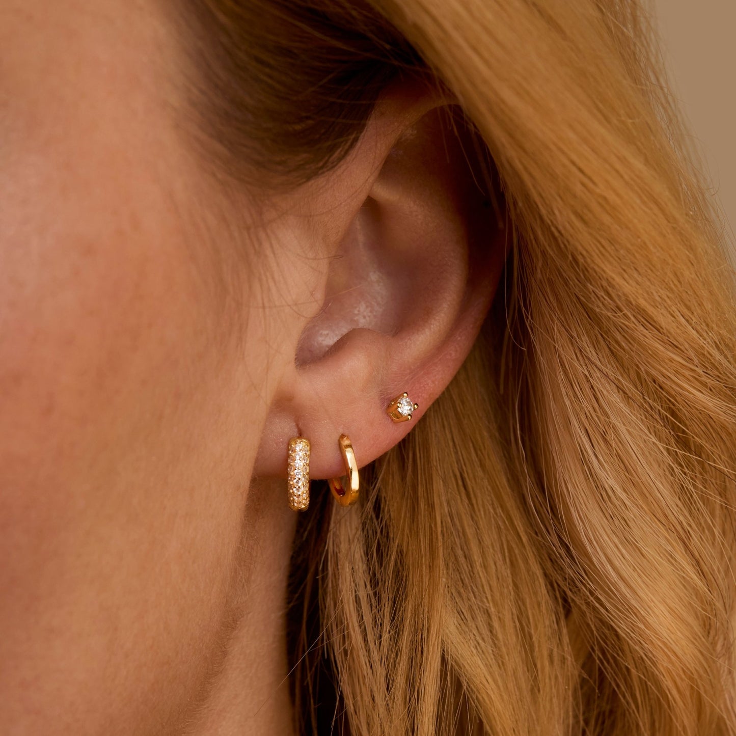 Earring Set as a thoughtful birthday gift in 18K Gold Vermeil. Hypoallergenic for sensitive ears.