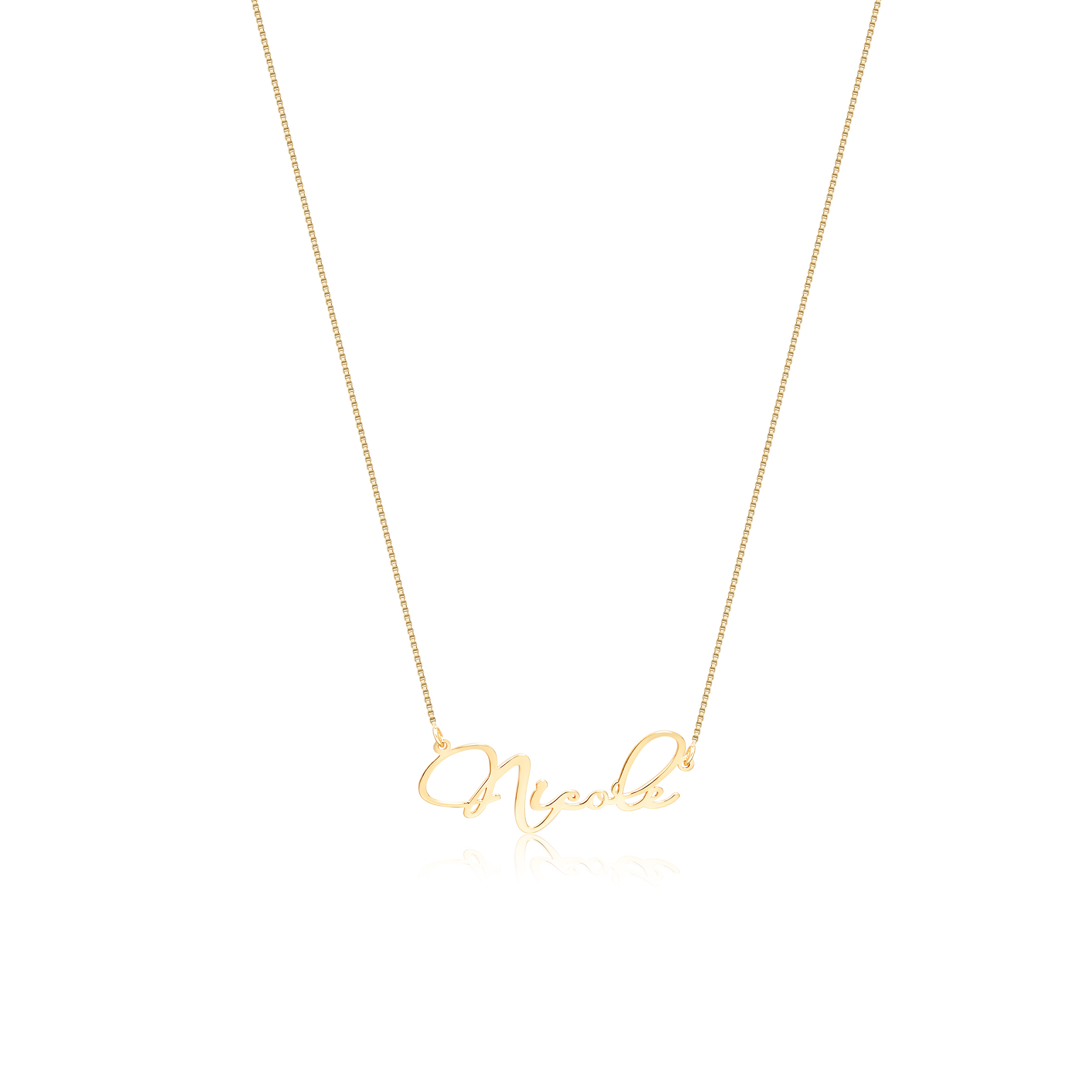 Name Necklace with Dainty Box Chain - 18K Gold Vermeil