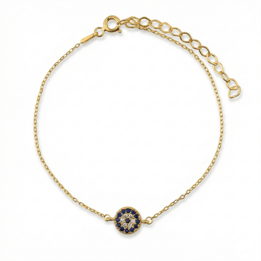 Evil Eye Bracelet in 18K Gold Vermeil. Tarnish-resistant, perfect for daily wear.