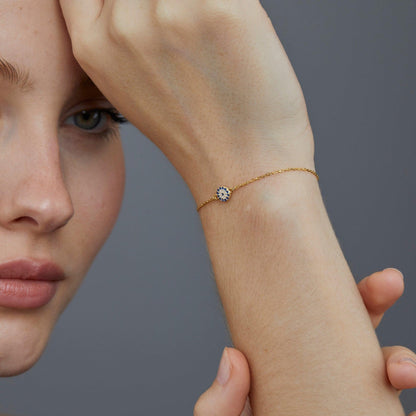 Evil Eye Bracelet in Glamour Jewelry House gift box — 18K Gold Vermeil graduation gift. Tarnish-resistant.