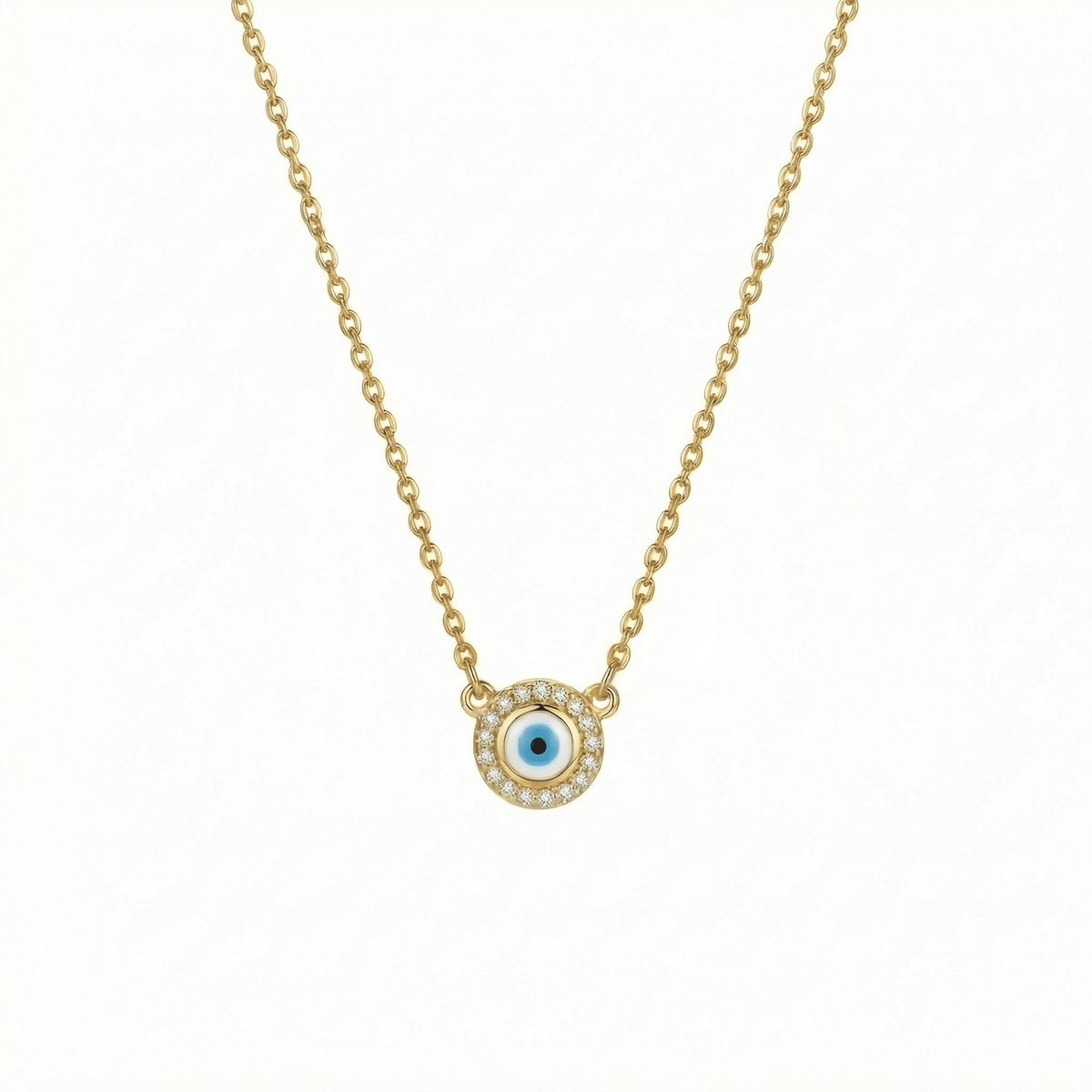 Evil Eye Necklace in 18K Gold Vermeil. Tarnish-resistant, perfect for daily wear.