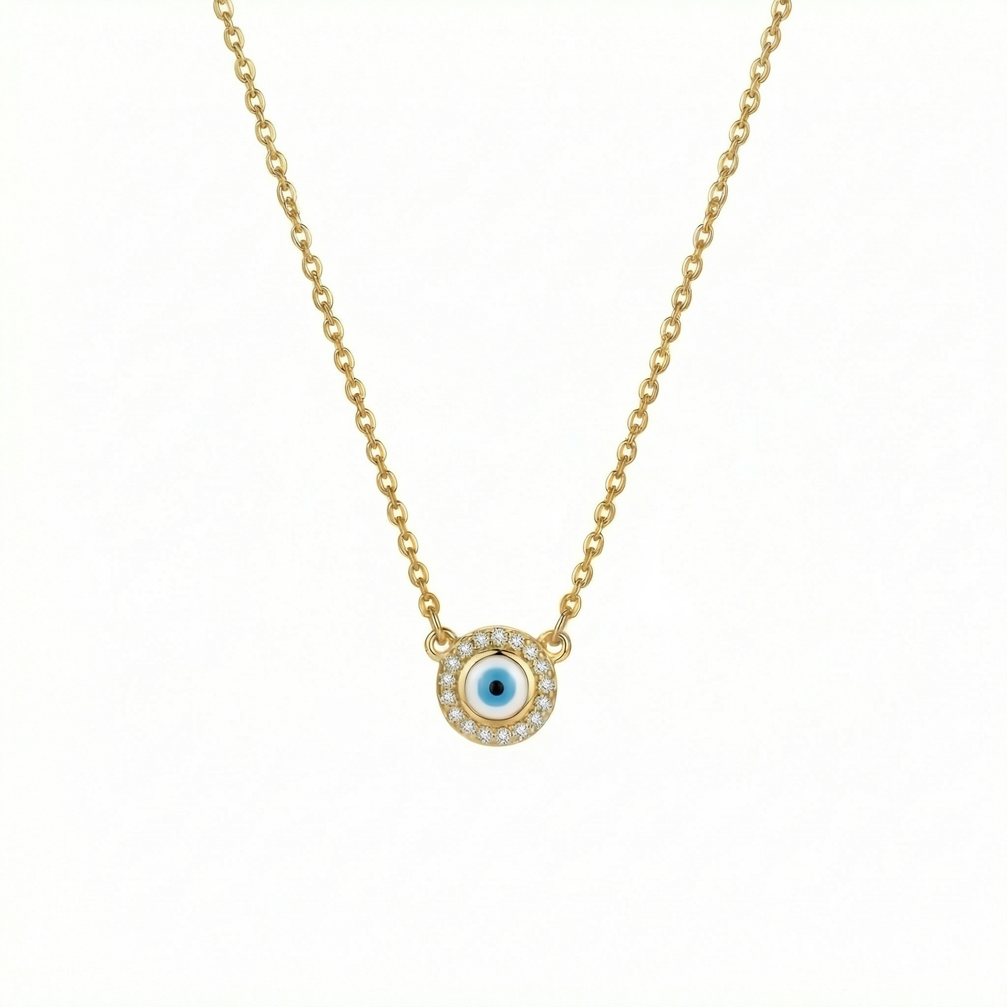 Evil Eye Necklace in 18K Gold Vermeil. Tarnish-resistant, perfect for daily wear.