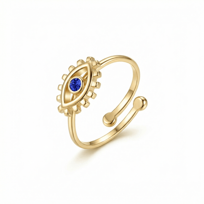 Evil Eye Ring in 18K Gold Vermeil. Tarnish-resistant, perfect for daily wear.
