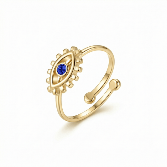 Evil Eye Ring in 18K Gold Vermeil. Tarnish-resistant, perfect for daily wear.