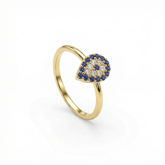 Evil Eye Stackable Ring in 18K Gold Vermeil. Tarnish-resistant, perfect for daily wear.