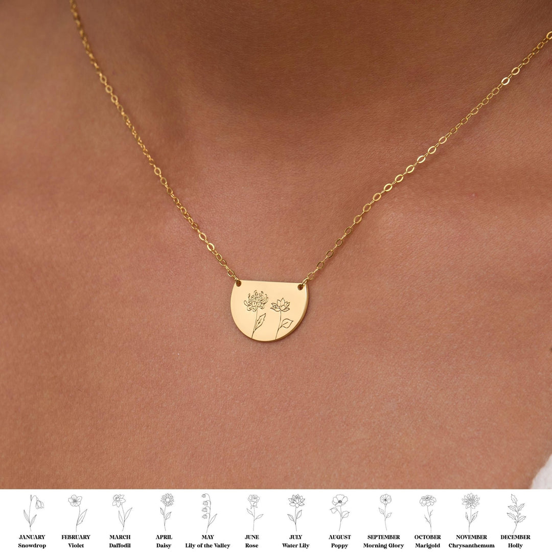Family Birth Flower Necklace in Glamour Jewelry House gift box — 18K Gold Vermeil mother's day gift. Tarnish-resistant.