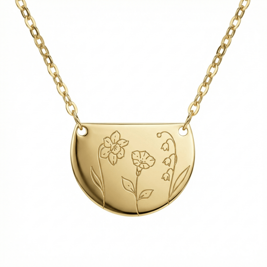 Family Birth Flower Necklace in 18K Gold Vermeil. Tarnish-resistant, perfect for daily wear.