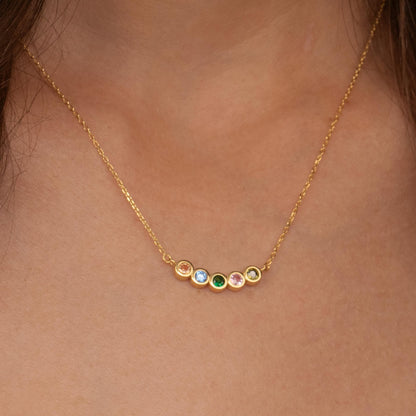 Family Birthstone Necklace in Glamour Jewelry House gift box — 18K Gold Vermeil mother's day gift. Tarnish-resistant.