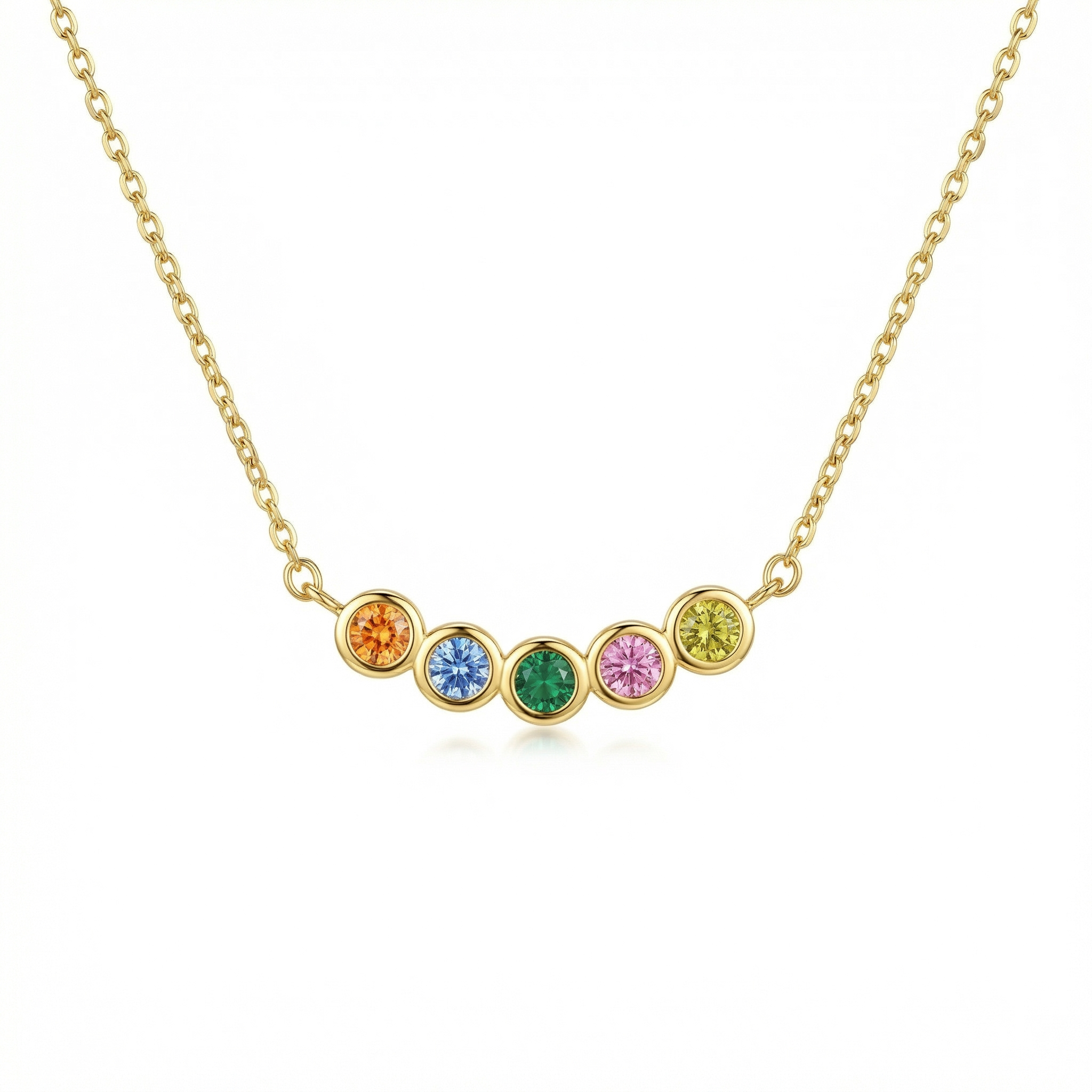 Family Birthstone Necklace in 18K Gold Vermeil with Birthstone. Tarnish-resistant, perfect for daily wear.