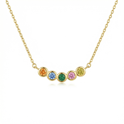 Family Birthstone Necklace in 18K Gold Vermeil with Birthstone. Tarnish-resistant, perfect for daily wear.