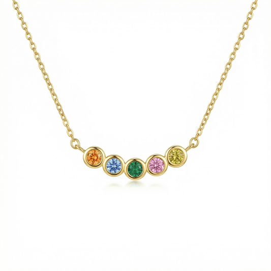 Family Birthstone Necklace in 18K Gold Vermeil with Birthstone. Tarnish-resistant, perfect for daily wear.