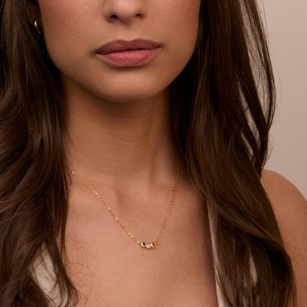 The Family Birthstone Necklace as a mother's day gift in 18K Gold Vermeil. Safe for sensitive skin, made for keeping.