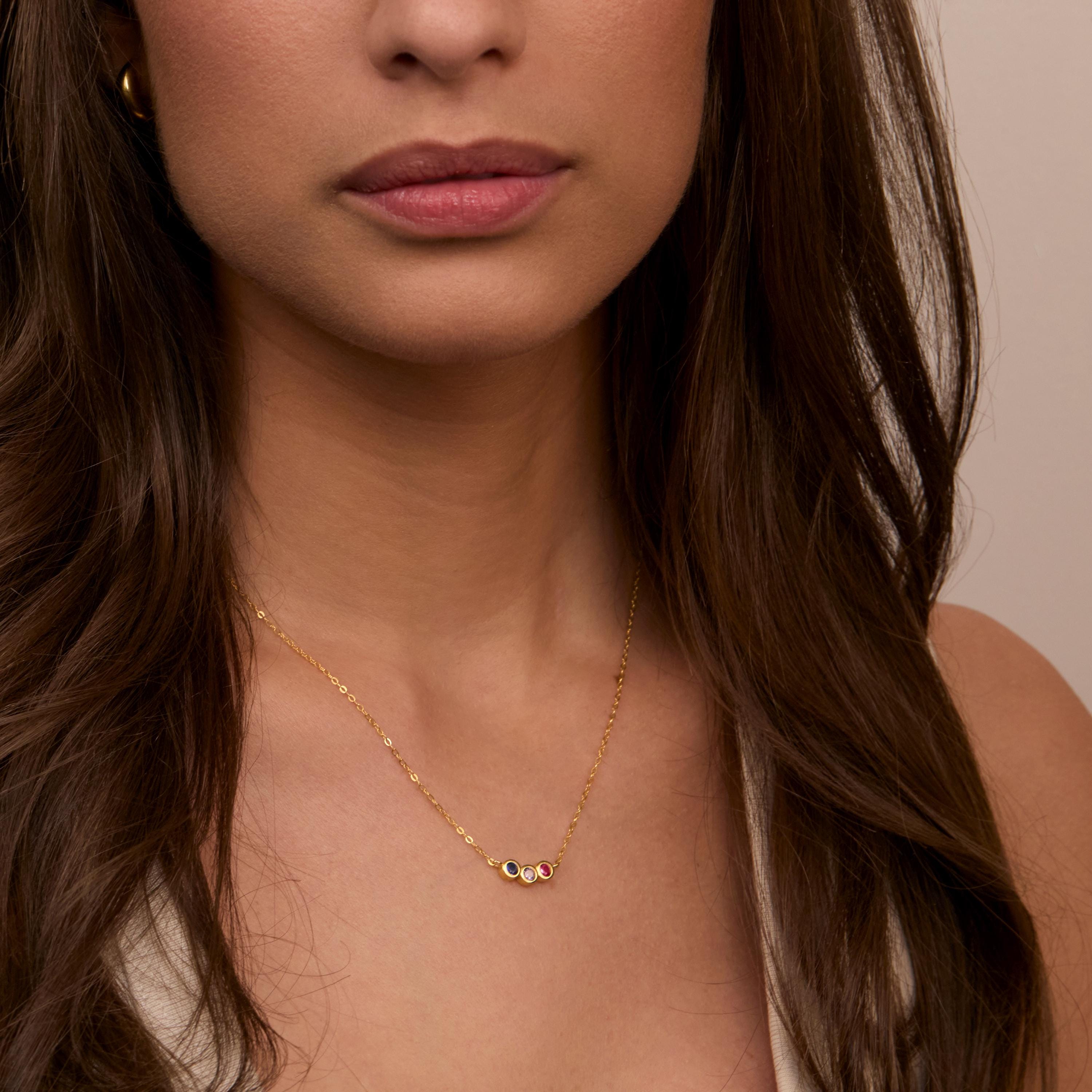 The Family Birthstone Necklace as a mother's day gift in 18K Gold Vermeil. Safe for sensitive skin, made for keeping.