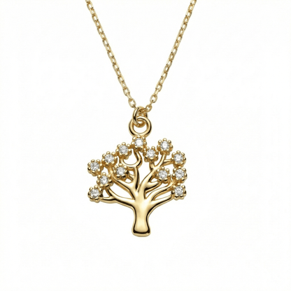 Family Tree Necklace in 18K Gold Vermeil. Tarnish-resistant, perfect for daily wear.