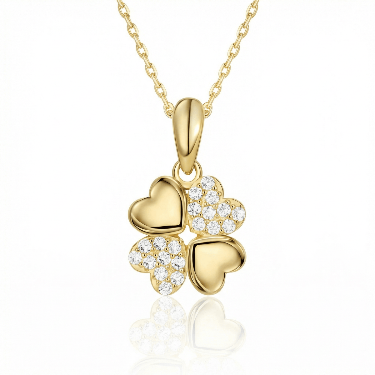 Four Leaf Clover Necklace in 18K Gold Vermeil. Tarnish-resistant, perfect for daily wear.