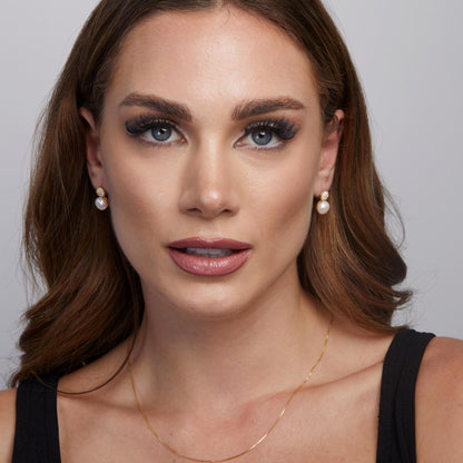 The Freshwater Pearl Pavé Circle Earrings as a wedding gift in 18K Gold Vermeil. Tarnish-resistant, made for keeping.