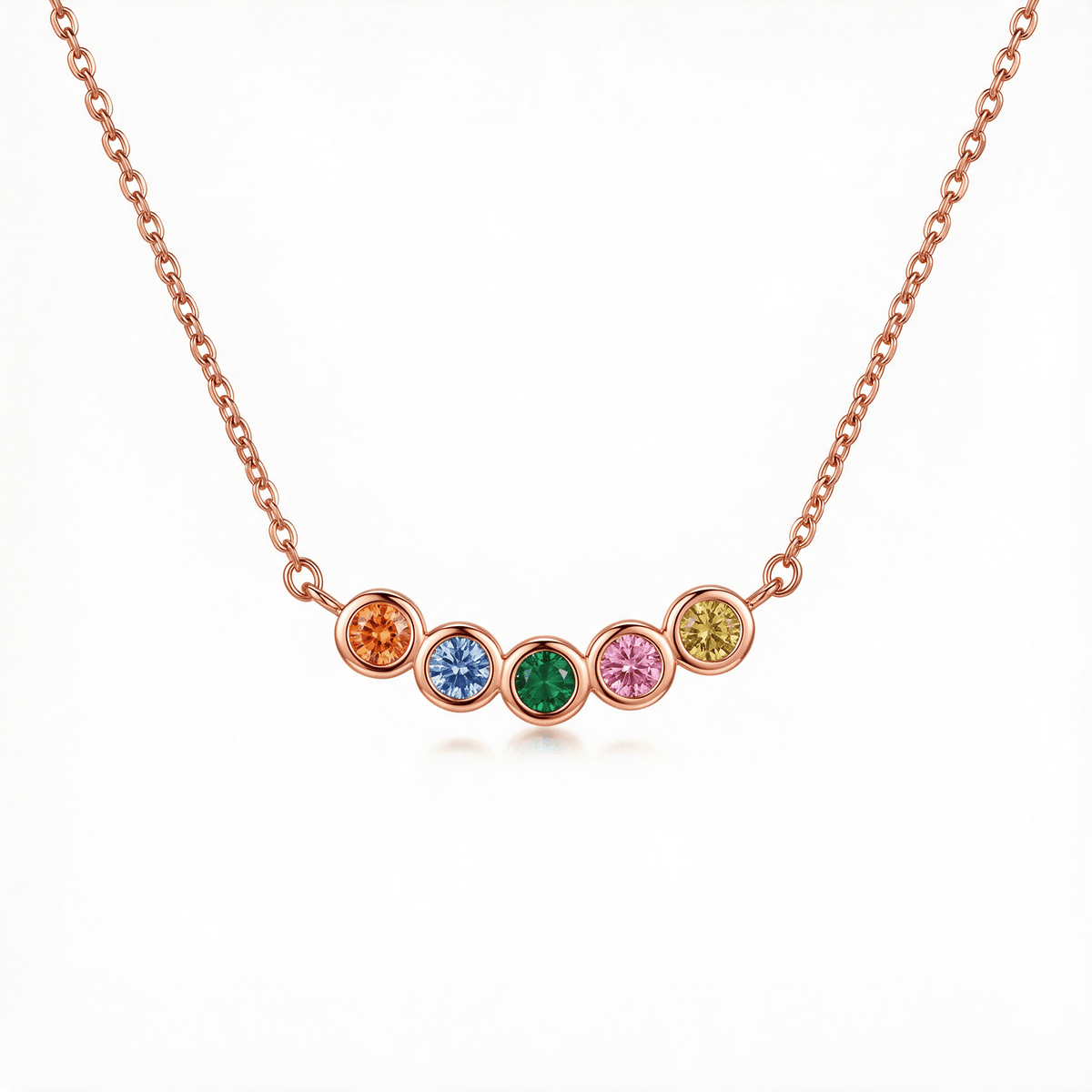 Family Birthstone Necklace shown in Rose Gold