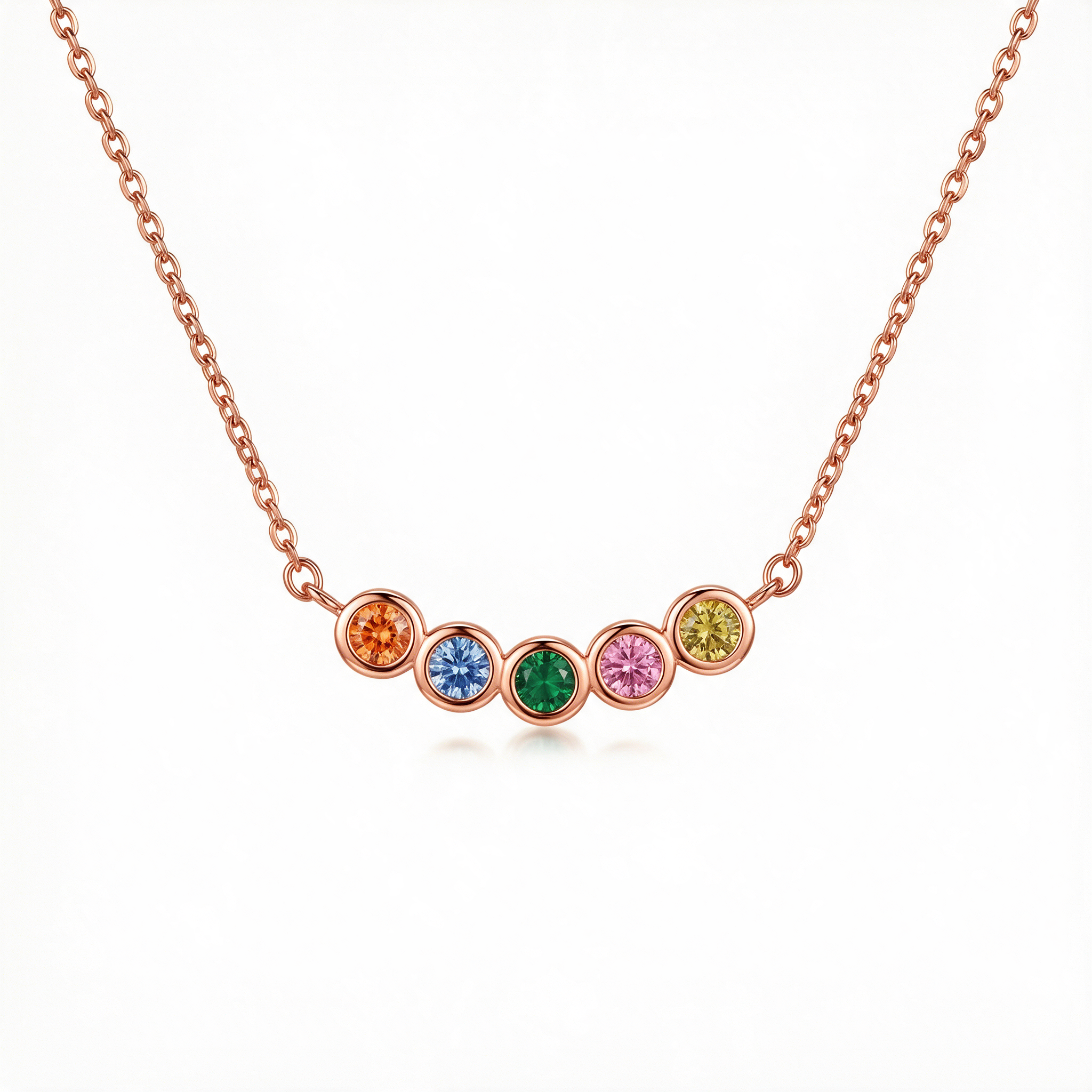 Family Birthstone Necklace shown in Rose Gold