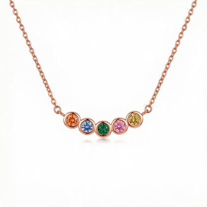 Family Birthstone Necklace shown in Rose Gold