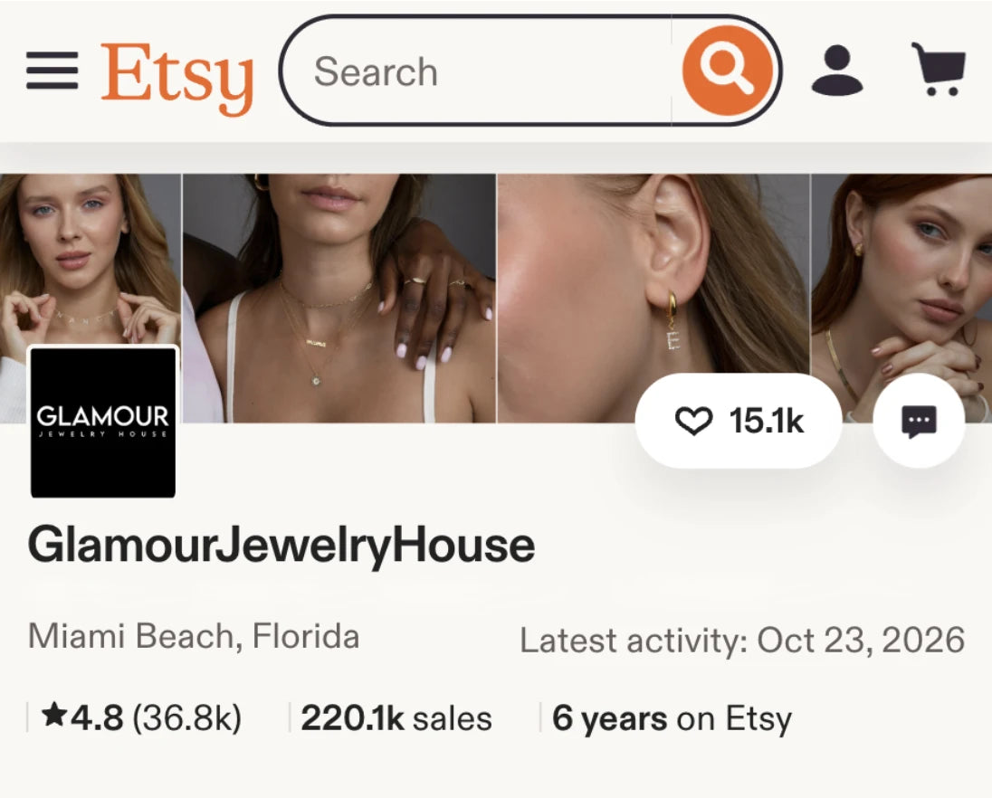 The Glamour Jewelry House shop on Etsy: Miami Beach, Florida, 4.8 stars from 36.8k ratings and 220.1k sales