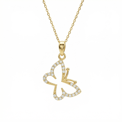 Gold Butterfly Necklace in 18K Gold Vermeil. Tarnish-resistant, perfect for daily wear.
