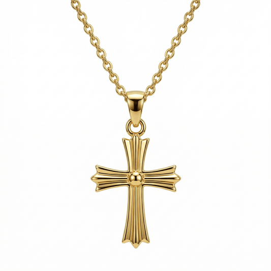 Gold Cross Necklace in 18K Gold Vermeil. Tarnish-resistant, perfect for daily wear.