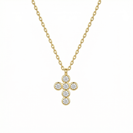 Gold Cross Pendant Necklace in 18K Gold Vermeil. Tarnish-resistant, perfect for daily wear.