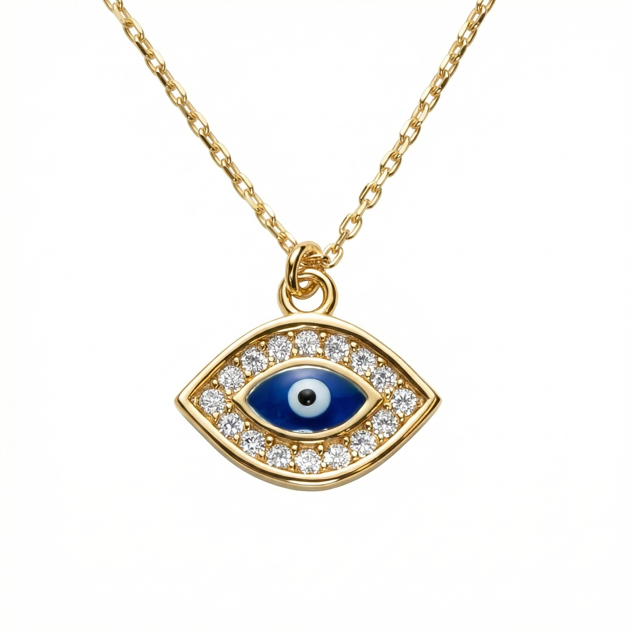 Gold Evil Eye Necklace in 18K Gold Vermeil. Tarnish-resistant, perfect for daily wear.
