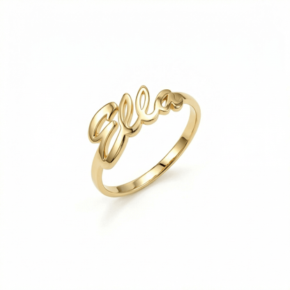 Gold Name Ring in 18K Gold Vermeil. Tarnish-resistant, perfect for daily wear.