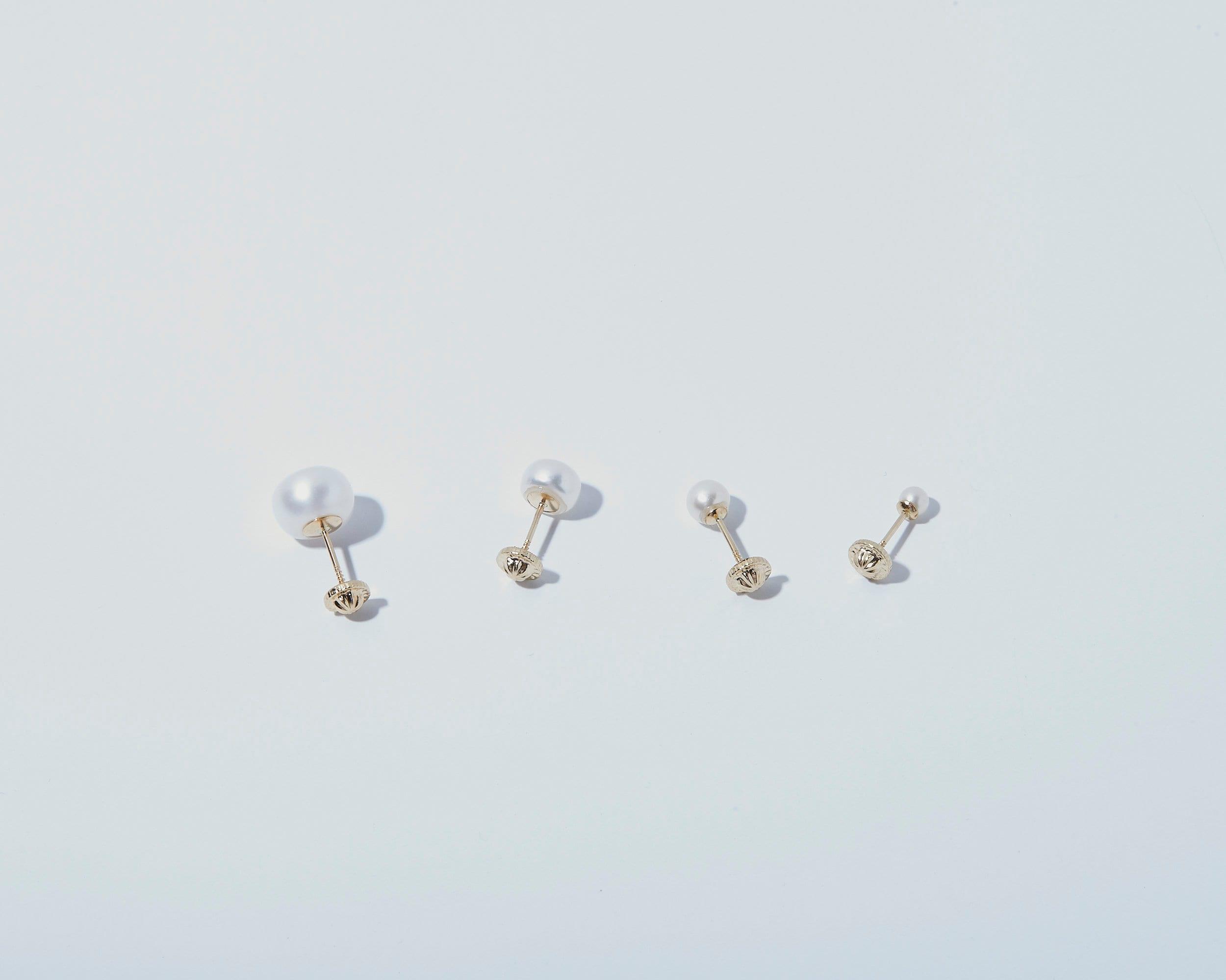 14K Gold Pearl Stud Earrings as a thoughtful birthday gift in 14K Solid Gold with Freshwater Pearl. No plating to wear off.