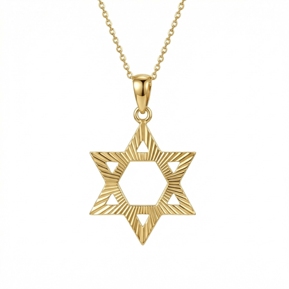 Gold Star of David Necklace in 18K Gold Vermeil. Tarnish-resistant, perfect for daily wear.