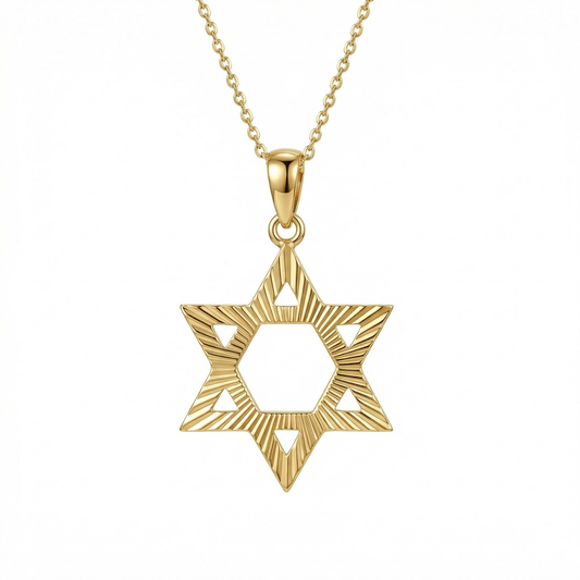 Gold Star of David Necklace in 18K Gold Vermeil. Tarnish-resistant, perfect for daily wear.