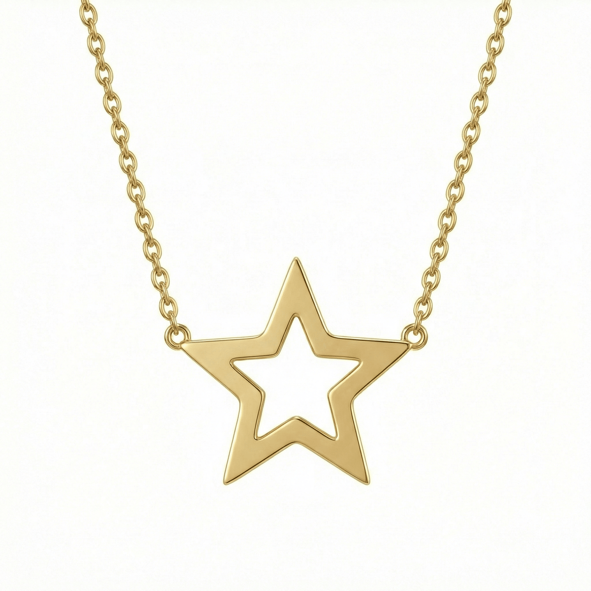 Gold Star Pendant Necklace in 18K Gold Vermeil. Tarnish-resistant, perfect for daily wear.