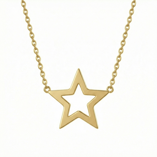 Gold Star Pendant Necklace in 18K Gold Vermeil. Tarnish-resistant, perfect for daily wear.