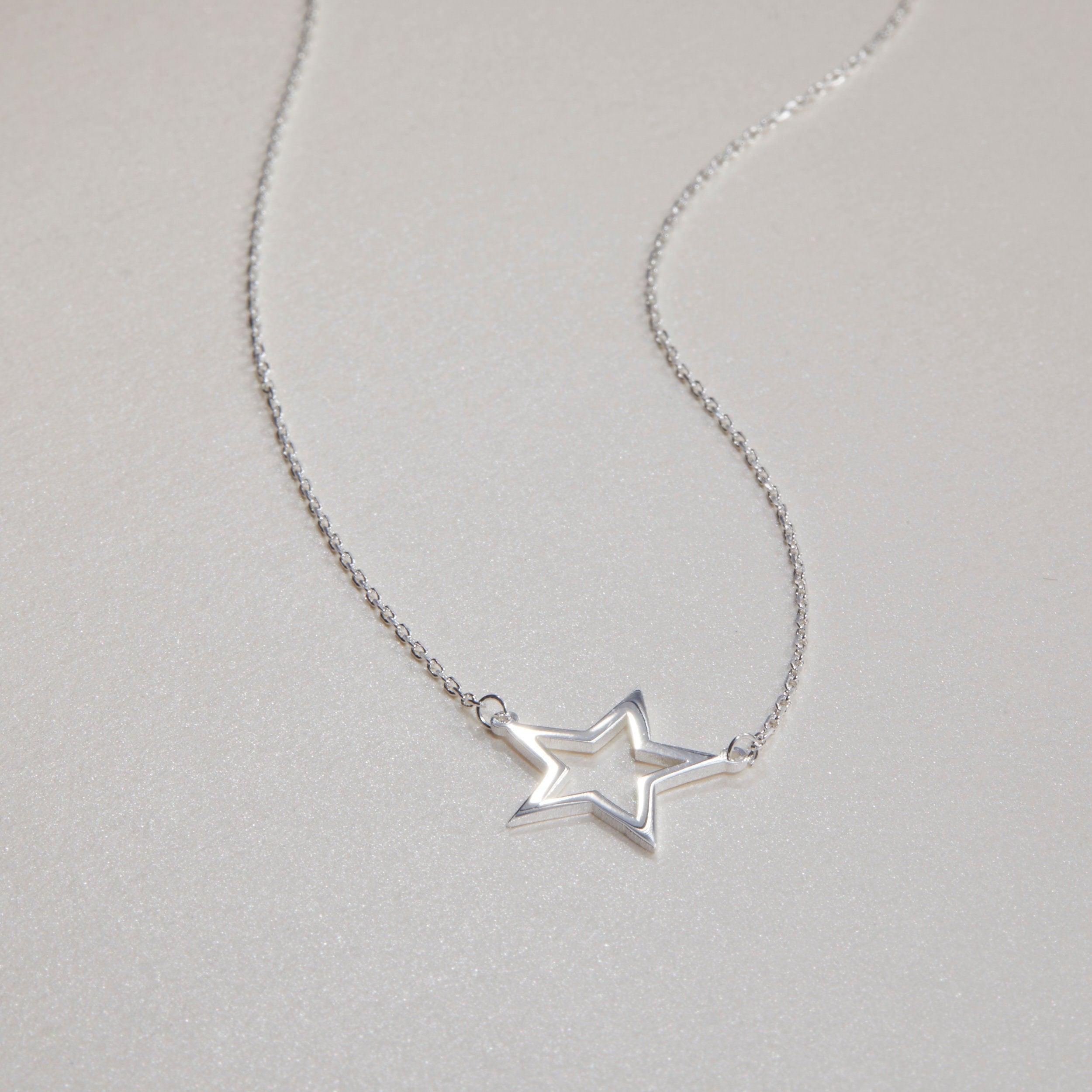 Gold Star Pendant Necklace in Glamour Jewelry House gift box — 18K Gold Vermeil graduation gift. Hypoallergenic, no green.