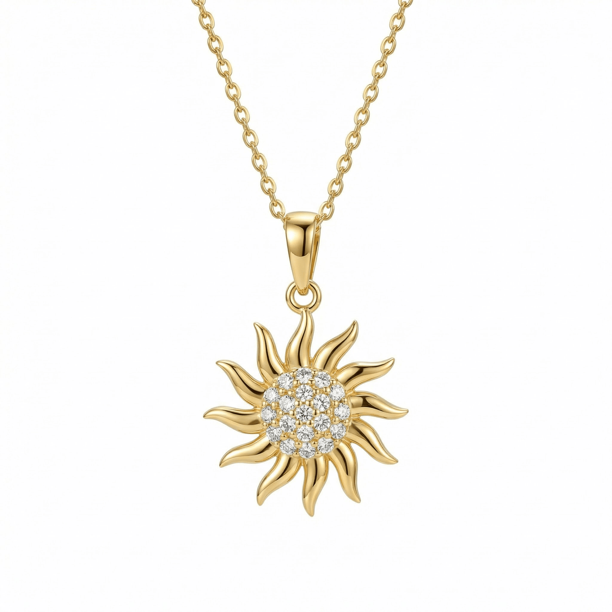 Gold Sun Necklace in 18K Gold Vermeil. Tarnish-resistant, perfect for daily wear.