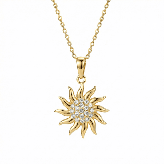 Gold Sun Necklace in 18K Gold Vermeil. Tarnish-resistant, perfect for daily wear.