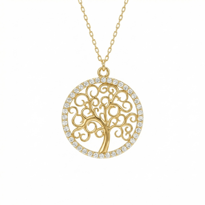 Gold Tree of Life Necklace in 18K Gold Vermeil. Tarnish-resistant, perfect for daily wear.