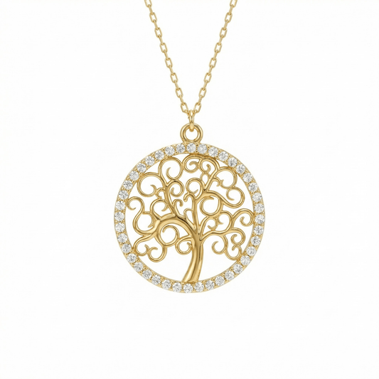 Gold Tree of Life Necklace in 18K Gold Vermeil. Tarnish-resistant, perfect for daily wear.