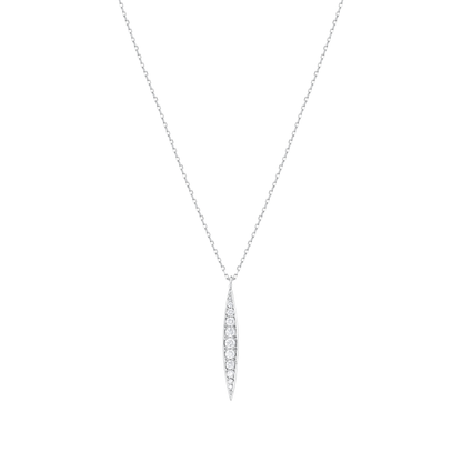 Graduated natural diamond bar pendant necklace in 14K white gold on a fine chain, front view