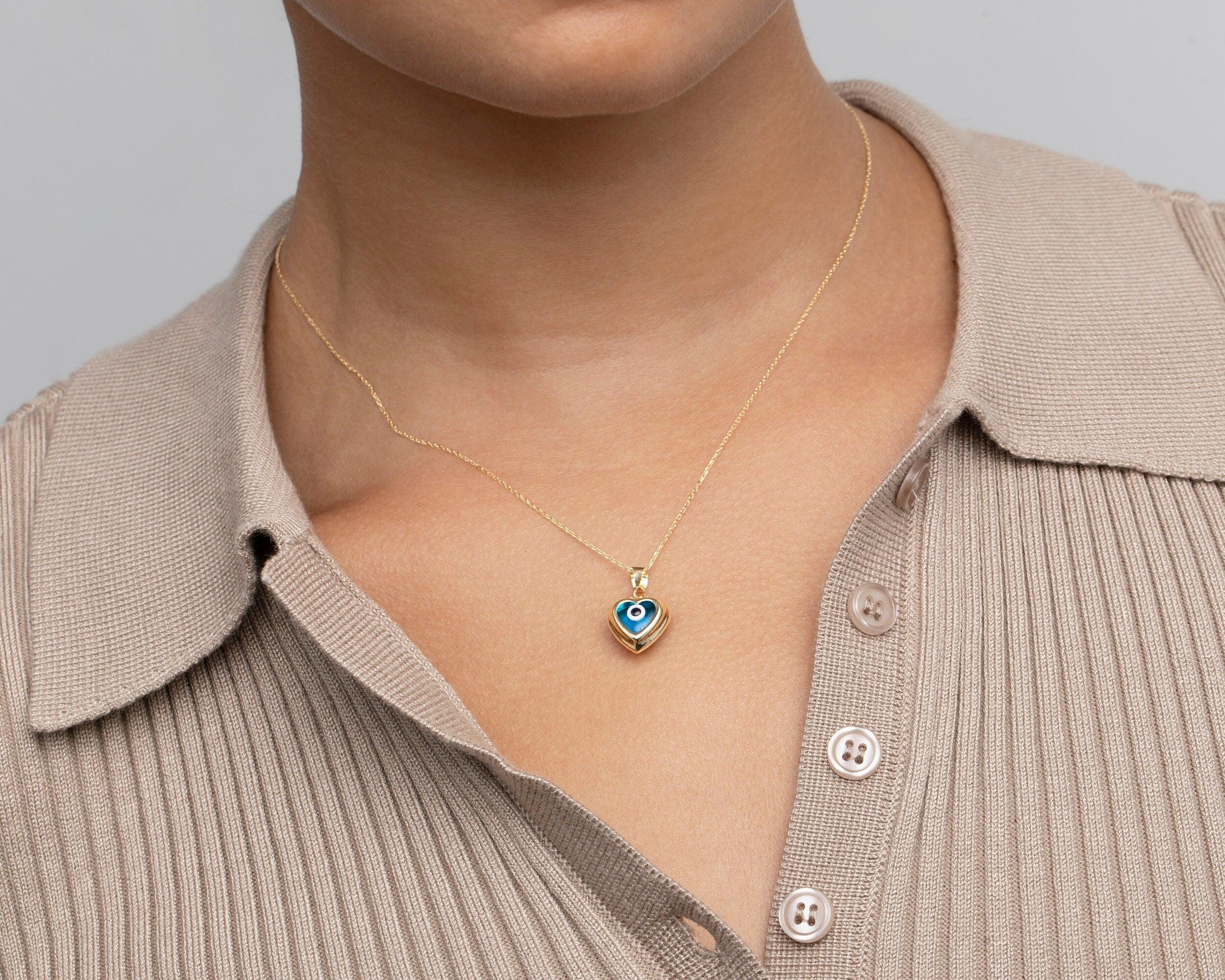 Hallow Evil Eye Necklace as a thoughtful birthday gift in 18K Gold Vermeil. Hypoallergenic, no green marks.